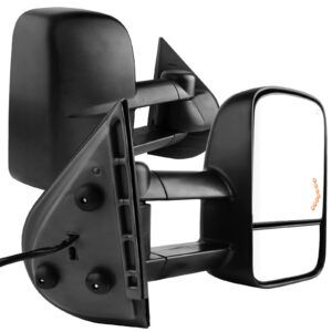 autosaver88 tow mirrors compatible with 2007-2014 chevy silverado gmc sierra, power heated driver and passenger side replacement towing mirror set with turn signal and dual glass