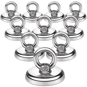 e bavite magnetic hooks, 100 lb（45kg） heavy duty magnetic hooks with countersunk hole eyebolt, perfect for home, kitchen, workplace, office and garage, pack of 10