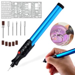 the original easy etcher - engraving pen complete kit - portable diy craft electric engraver & stencils for jewelry, metal, glass, leather, wood - rotary tool etching scribe carving tool