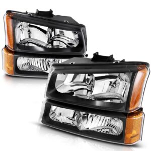 autosaver88 headlight assembly compatible with 2003-2006 chevy silverado avalanche 1500/2500/3500 headlights replacement(not fits body cladding models)
