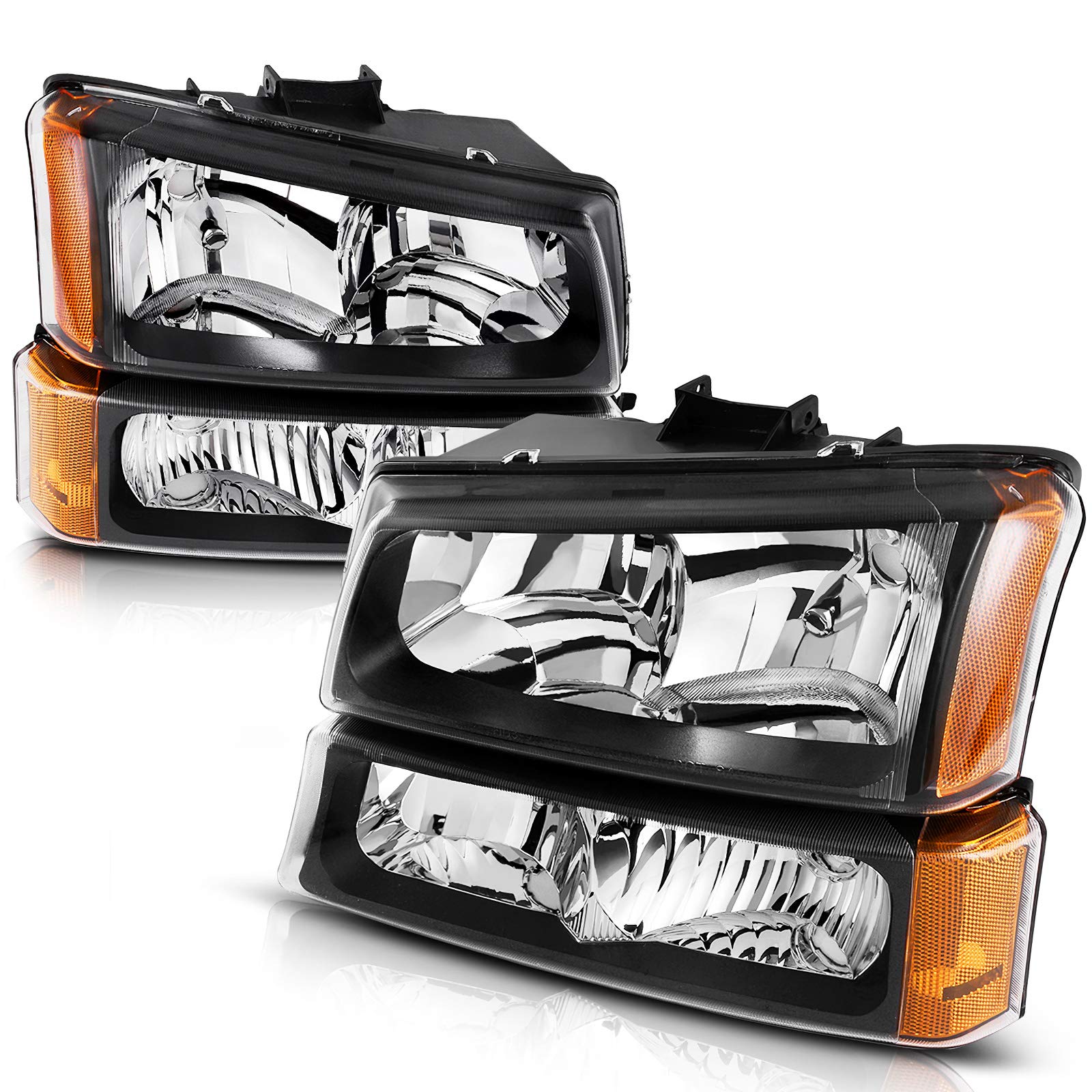 AUTOSAVER88 Headlight Assembly Compatible with 2003-2006 Chevy Silverado Avalanche 1500/2500/3500 Headlights Replacement(Not Fits Body Cladding Models)