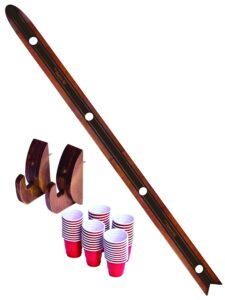 gopong slamski - retro and vintage wood design 4 person drinking ski with 50 plastic shot glasses