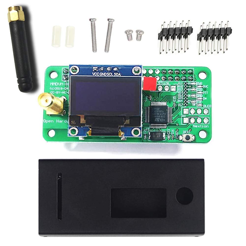 MMDVM Hotspot Spot Radio Station+ Antenna+OLED+ Black Case with Screen Support P25 DMR YSF D-Star UHF Expansion Board WiFi Digital Voice Modem Suitable for Raspberry Pi-Zero W, Pi 3, Pi 3B+