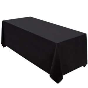 surmente tablecloth 90 * 156-inch rectangular polyester table cloth，dining table cover for weddings, banquets, or restaurants indoor and outdoor(black)……