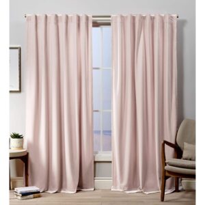 Exclusive Home Velvet Heavyweight Light Filtering Hidden Tab Top Curtain Panel Pair, 52"x84", Blush