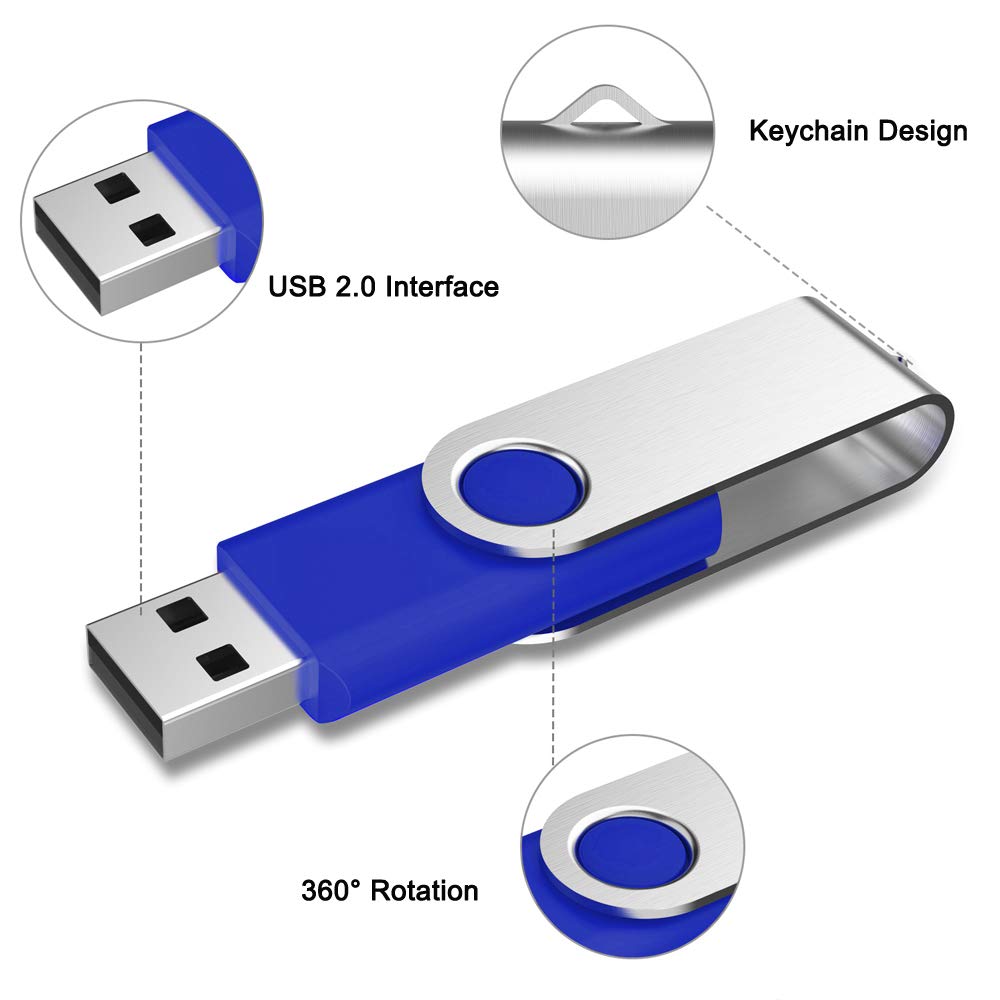 Aiibe 16 GB Flash Drive Bulk USB Flash Drive 16GB 50 Pack USB 2.0 Thumb Drives Memory Stick USB Drive 16GB, Blue