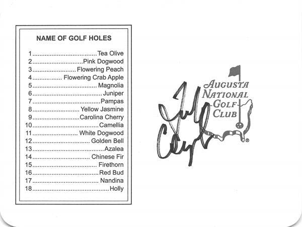 Fred Couples autographed golf score card (Augusta Masters Tournament) - Autographed Golf Scorecards