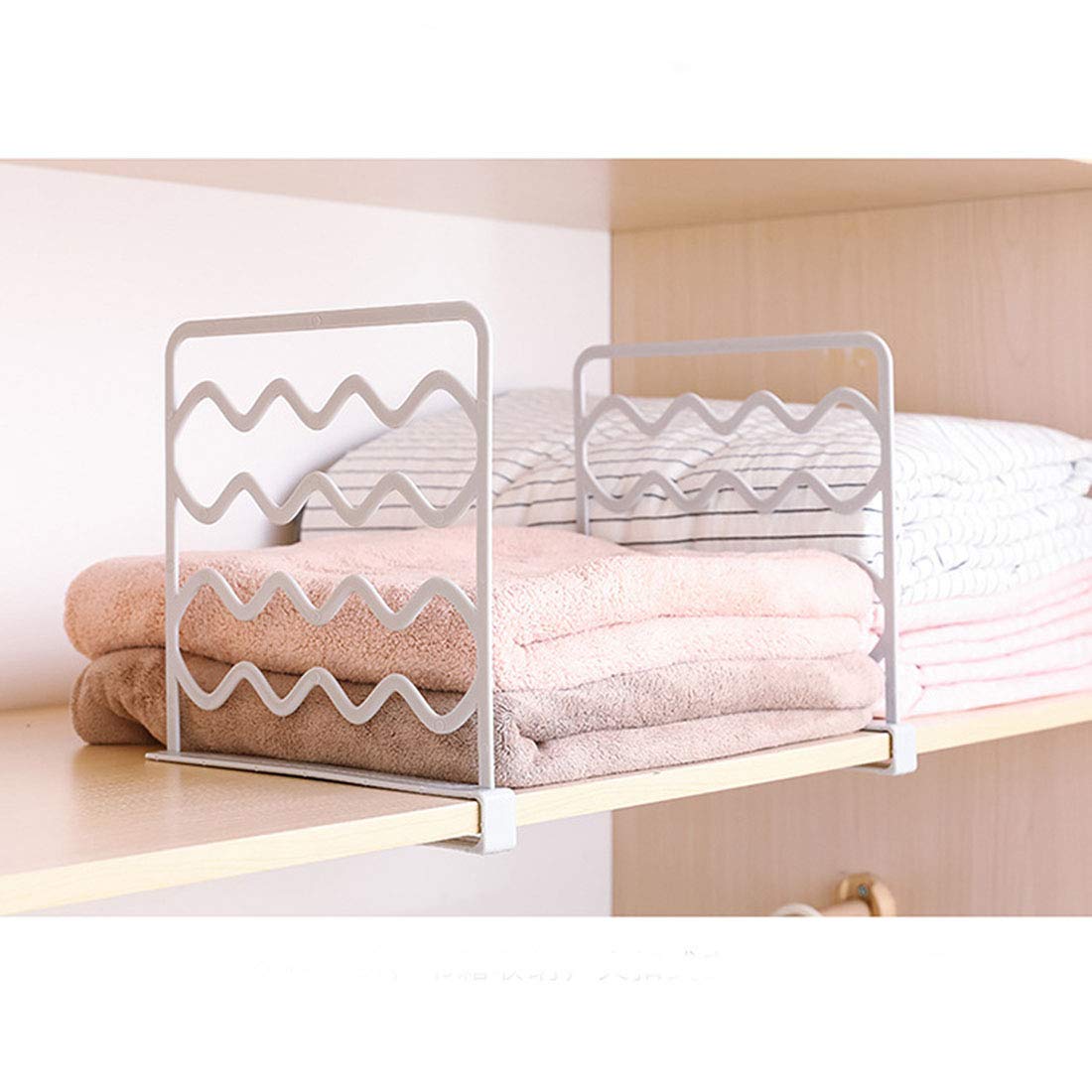 MoreShow 2 PCS Plastic Shelf Dividers,Perfect Perfect for Closets Kitchen Bedroom Shelving Organization to Organize Clothes Closet Shelves, Books,Towels and Hats, Purses Separators,White