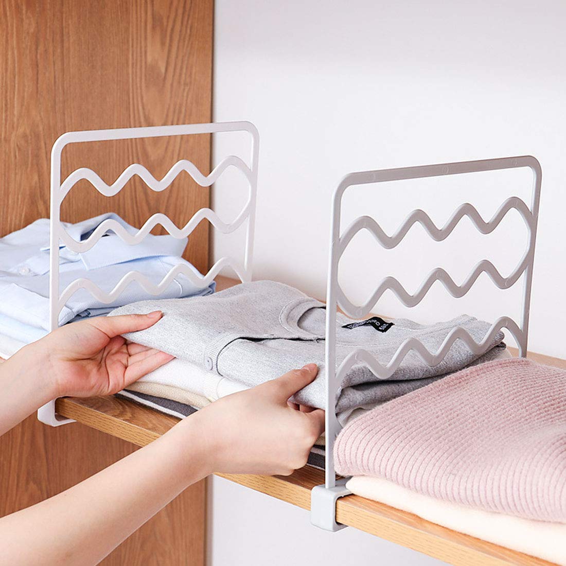 MoreShow 2 PCS Plastic Shelf Dividers,Perfect Perfect for Closets Kitchen Bedroom Shelving Organization to Organize Clothes Closet Shelves, Books,Towels and Hats, Purses Separators,White