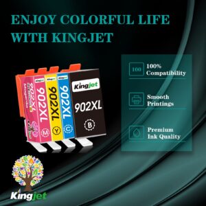 Kingjet 902XL Ink Cartridges for HP Printers Replacement for HP 902XL 902 902 XL Combo Pack for HP Officejet Pro 6978 6968 6970 6958 6962 6975 6960 6954 Printer, 4 Pack for HP 902 Ink Cartridges