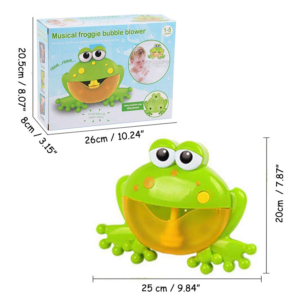 Frog Bubble Maker for Bath, Foam Blower Bubbling Making Machine, Nursery Rhyme Musical Bathtub Toy for Baby Kids Happy Tub Time