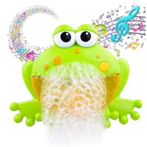 Frog Bubble Maker for Bath, Foam Blower Bubbling Making Machine, Nursery Rhyme Musical Bathtub Toy for Baby Kids Happy Tub Time