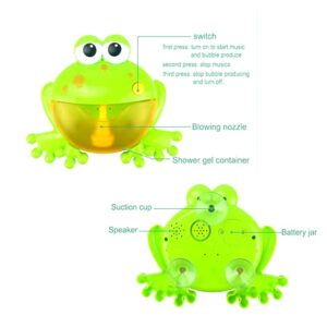 Frog Bubble Maker for Bath, Foam Blower Bubbling Making Machine, Nursery Rhyme Musical Bathtub Toy for Baby Kids Happy Tub Time