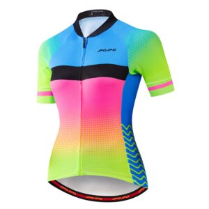 weimostar cycling jersey women short sleeve pro team bicycle clothing summer youth mtb bike shirt top fluorescent green pink size l