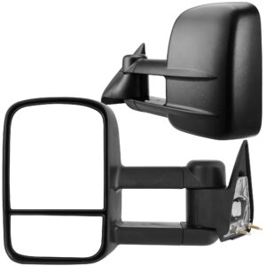 autosaver88 towing mirrors compatible with 1988-1998 chevy gmc c1500 c2500 c3500 k1500 k2500 k3500 pickup truck manual extendable tow mirrors, driver and passenger sides pair set