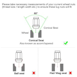 Chrome Lug Nuts - 12x1.5 Closed End Bulge Acorn Lug Nuts - Cone Seat - 19mm Hex Wheel Lug Nuts Compatible for 2009-2019 Ford Escape, 2012-2019 Ford Focus, 2009-2019 Ford Fusion, Pack of 20 Pcs