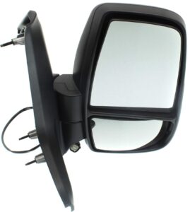 kool-vue mirror compatible with 2015-2017 ford transit-250, transit-150, transit-350, transit-350 hd passenger side, manual folding, power glass, short arm, textured black