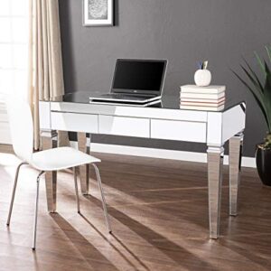 sei furniture darien mirrored desk, silver