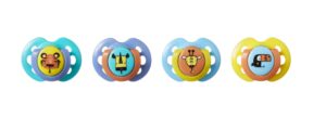 tommee tippee fun style pacifiers, symmetrical design, bpa-free silicone binkies, 0-6m, 4 count