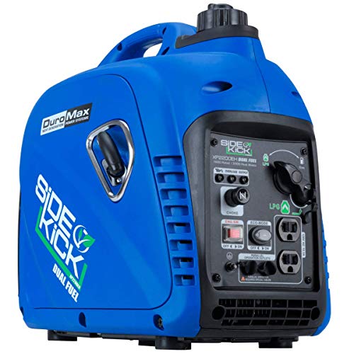 DuroMax XP2200EH Dual Fuel Portable Inverter Generator-2200 Watt Gas or Propane Powered Tailgate, Camping & RV Ready, 50 State Approved, Blue