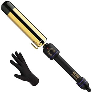 hot tools pro signature flipperless gold curling wand, 1-1/2", black/gold