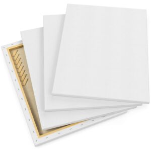 ARTEZA Premium Stretched Canvas, 18 x 24 Inches, Pack of 4, Blank White Canvas for Acrylic, Oil and Gouache Painting