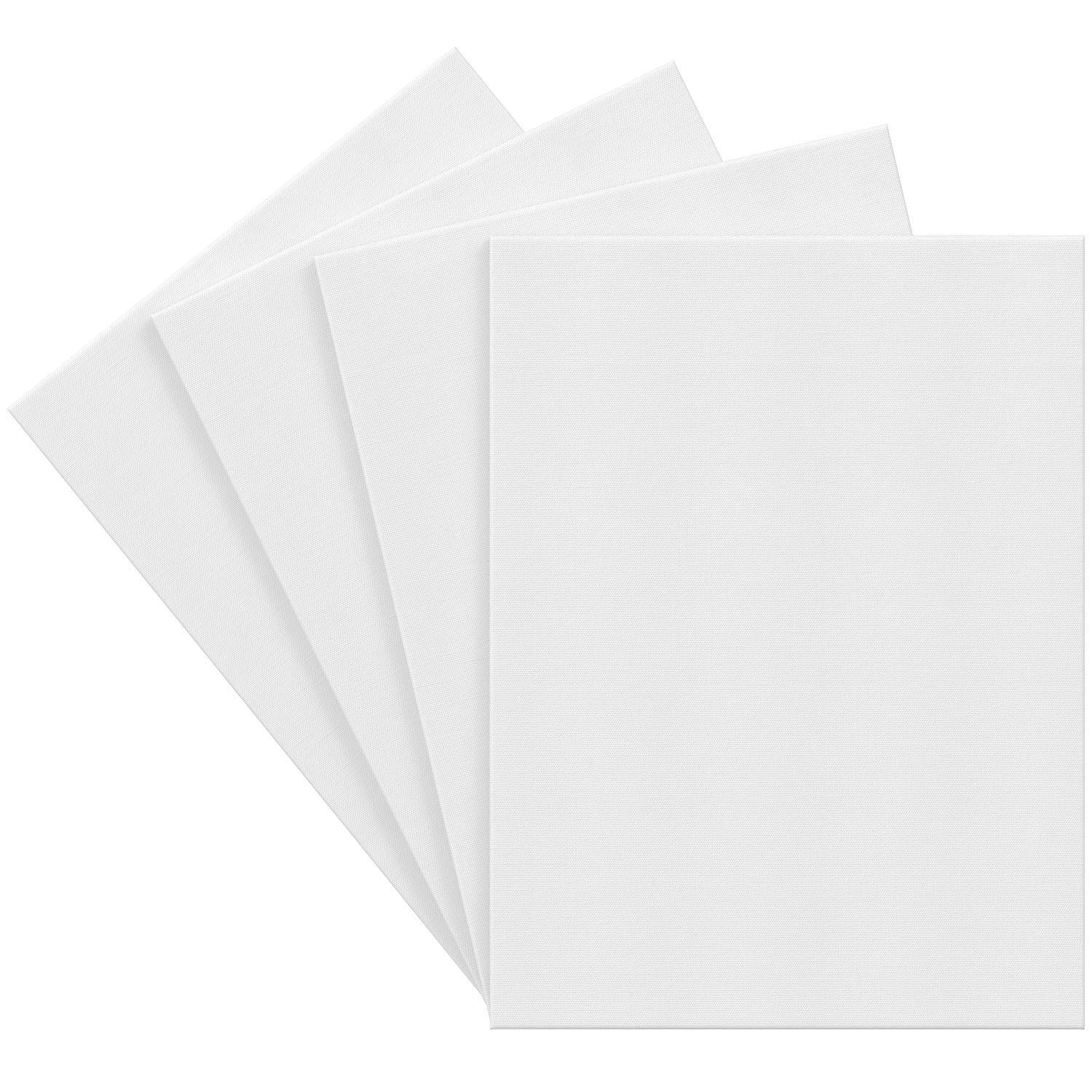 ARTEZA Premium Stretched Canvas, 18 x 24 Inches, Pack of 4, Blank White Canvas for Acrylic, Oil and Gouache Painting