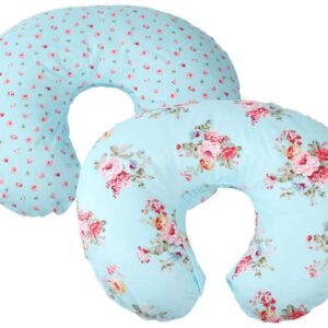 Knlpruhk Floral Nursing Pillow Cover Set 2 Pack Jersey Knit Soft Hypoallergenic Slipcovers for Breastfeeding Moms Baby Girl Boy Fits On Infant Nursing Pillow