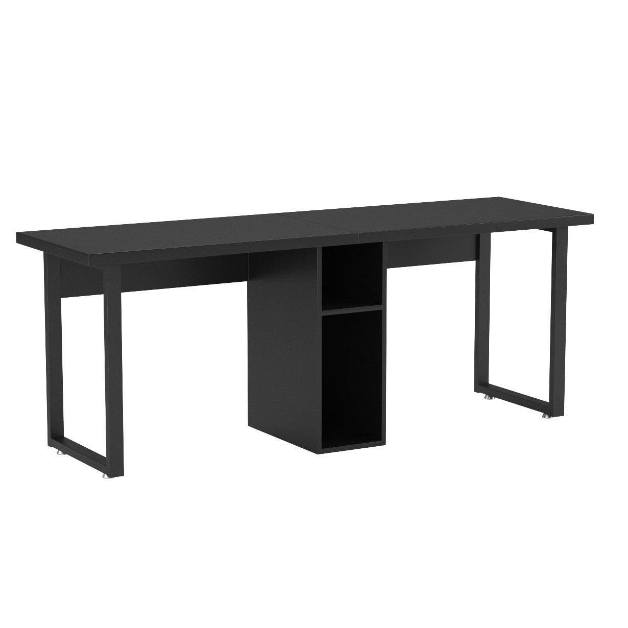 Tribesigns 78 Inches Computer Desk, Extra Large Two Person Office Desk with Shelf, Double Workstation Desk for Home Office(Black)