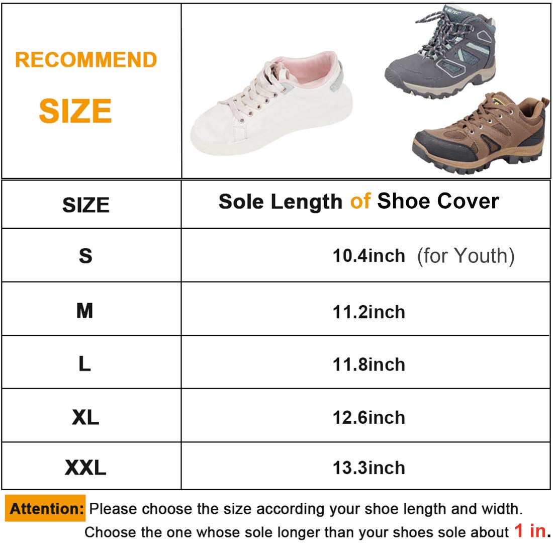 KRATARC Water-Resistant Shoes Covers Foldable Rain Boot Reflective Snow for Men Women Outdoor Cycling Walking Hiking (Black, M)