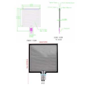 Zetiling Thin Film Pressure Sensor, Pressure Sensor Pad, Force Sensing Resistor Square RP-S40-ST High Accuracy Force Sensor for Intelligent High-end Seat