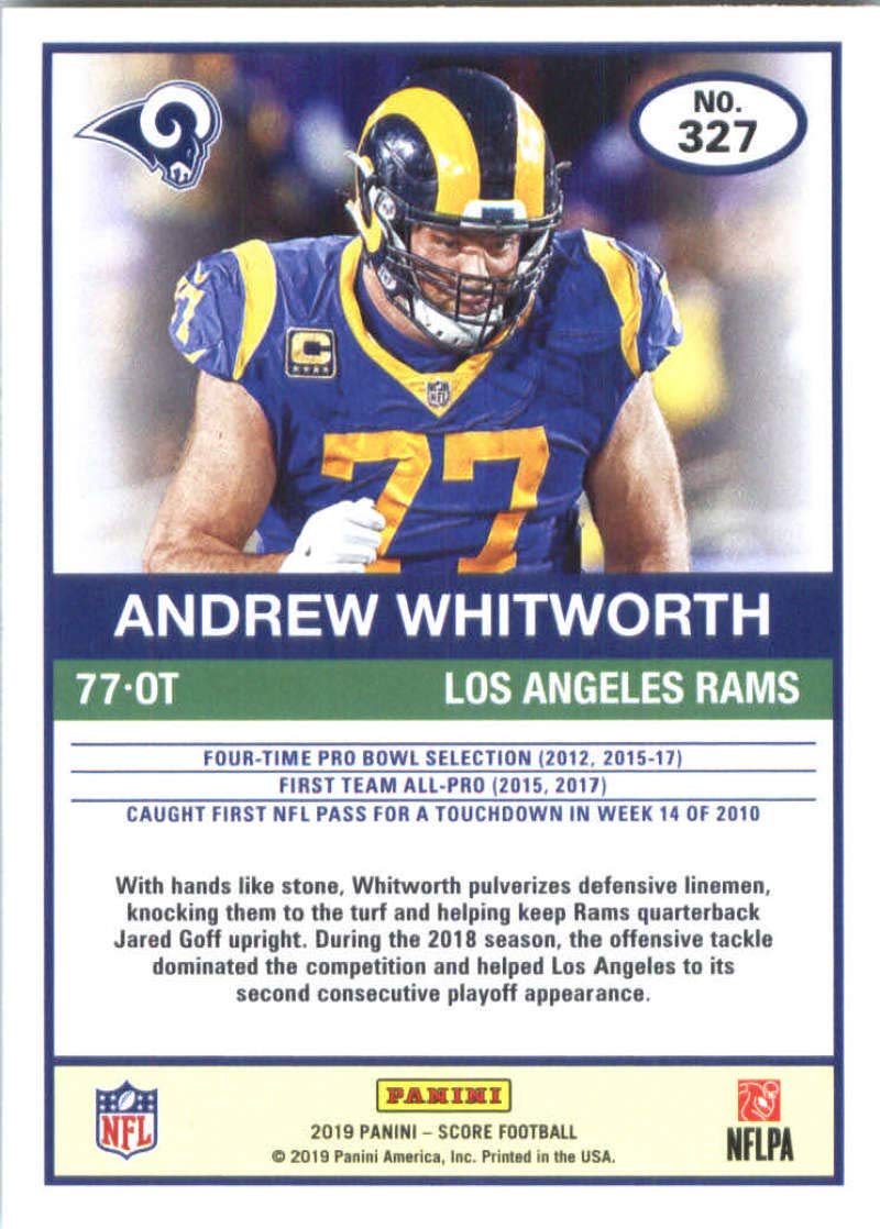 2019 Score #327 Andrew Whitworth Los Angeles Rams Football Card