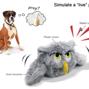 YOOGAO Pet Interactive Dog Toy, Plush Electric Dog Toy, Vibrating and Squeaky, Battery Operated, Prevent Boredom for Pets (Owly)