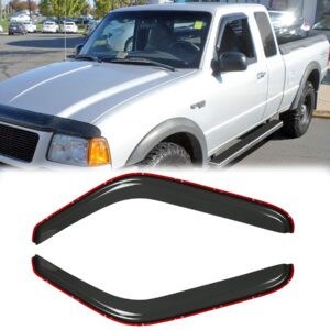 Deebior 2pcs in Channel Dark Smoke Tinted Sun Rain Guard Wind Deflector Window Visors Wind Deflectors Compatible with 1993-2011 Ranger 92083