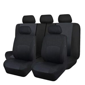 flying banner car seat covers set front seats and rear bench polyester cover embossed fabric block pattern black