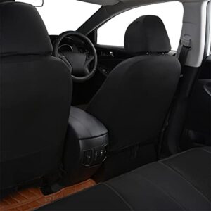 Flying Banner Car Seat Covers Set Front Seats and Rear Bench Polyester Cover Embossed Fabric Block Pattern Black