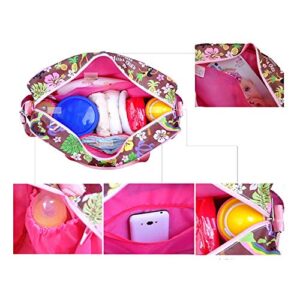 Alipher Diaper Bag Women Tote Bag Nylon Nappy Bag Durable Shoulder Bag Pregnant Handle Bag (Pink Flower)