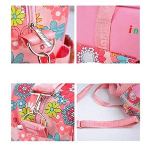 Alipher Diaper Bag Women Tote Bag Nylon Nappy Bag Durable Shoulder Bag Pregnant Handle Bag (Pink Flower)