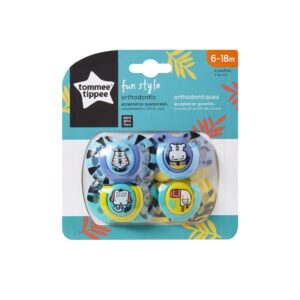 Tommee Tippee Fun Style Pacifiers, Symmetrical Design, BPA-Free Silicone Binkies, 6-18m, 4-Count