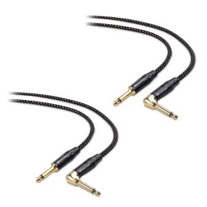 Cable Matters Braided 2-Pack 1/4 Inch TS Right Angle Electric Guitar Cable 6 Feet - Straight to Right Angle Guitar Cord/Guitar Amp Cord/Instrument Cable for Guitar, Bass AMP, Mixer, Equalizer