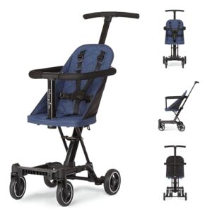 dream on me lightweight and compact coast rider stroller with one hand easy fold, adjustable handles and soft ride wheels, navy