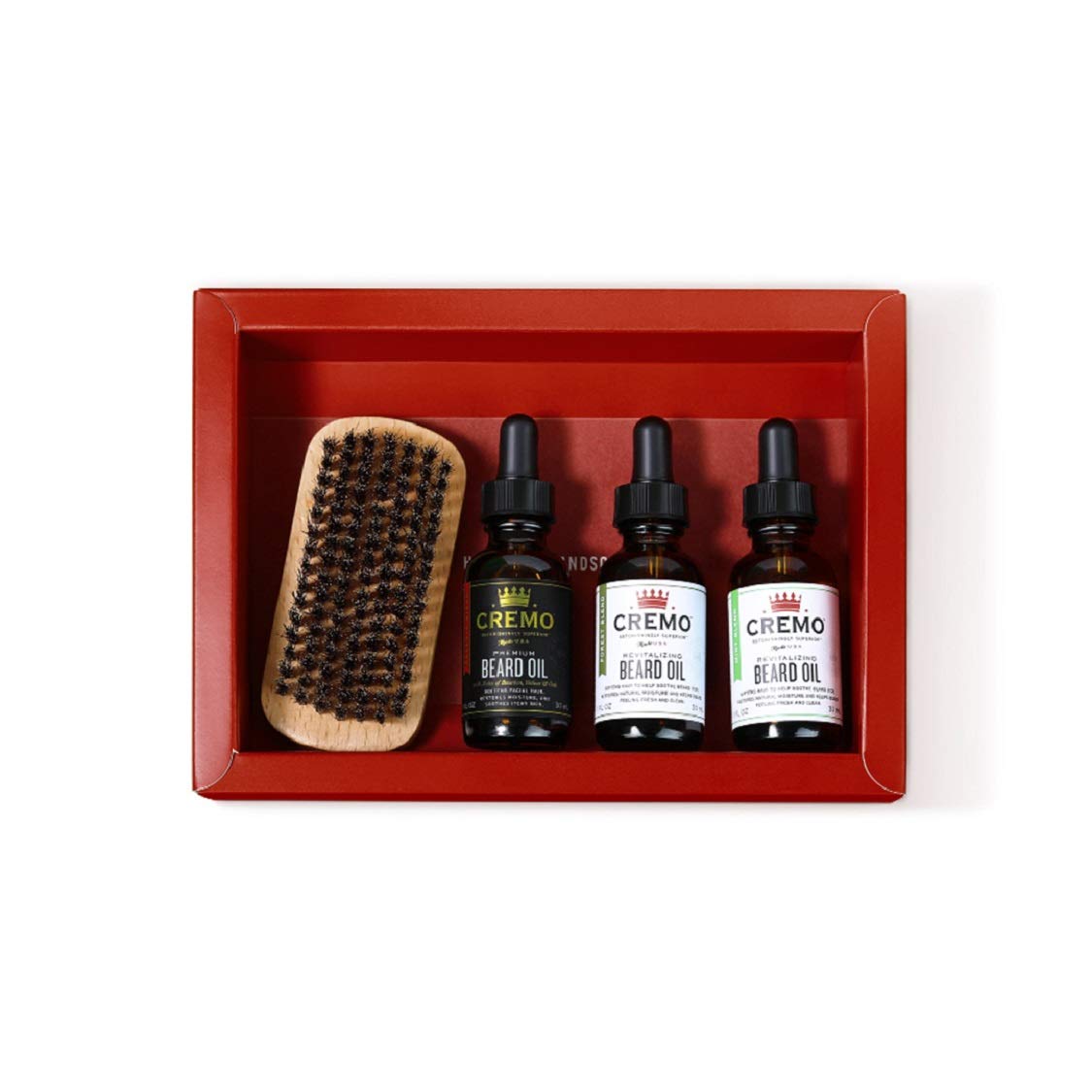 Cremo Beard Oil Kit for Restoring and Revitalizing Beards – Includes Reserve Blend Beard Oil, Mint Blend Beard Oil, Forest Blend Beard Oil, and 100% Boar Bristle Brush