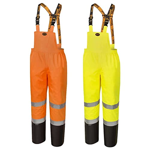 Pioneer Ripstop High Visibility Bib Pant - Safety Rain Gear – Hi Vis, Waterproof, Reflective, Work Overalls for Men – Orange, Yellow/Green