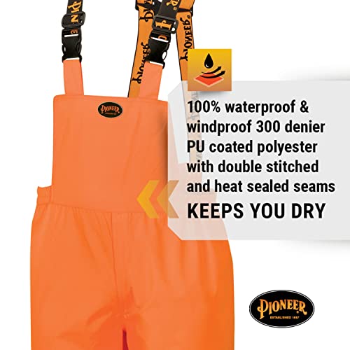 Pioneer Ripstop High Visibility Bib Pant - Safety Rain Gear – Hi Vis, Waterproof, Reflective, Work Overalls for Men – Orange, Yellow/Green