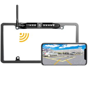 license plate wireless backup camera, 2.4ghz wifi rear view camera, lastbus 170° view angle universal ip69 waterproof car camera for car truck suv pickup trailer van camper