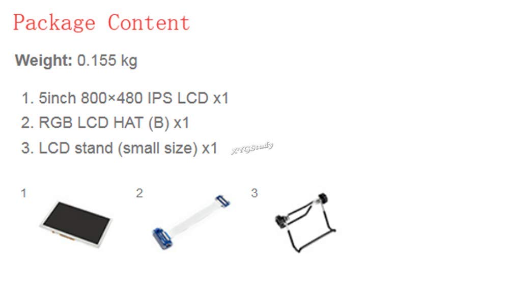 XYGStudy 5 inch IPS 800x480 Display LCD DPI Interface no Touch Supports Raspbian Ubuntu OSMC Compatible with Raspberry Pi 2 3 4 Model B B+ A+ Zero W WH