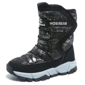 gubarun boys snow boots kids outdoor warm shoes waterproof (black1, 1.5)
