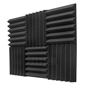 JBER Acoustic Panels Studio Foam Wedges Fireproof Soundproof Padding Wall Panels 2" X 12" X 12" (24 Pack Wedge 2" - Charcoal)