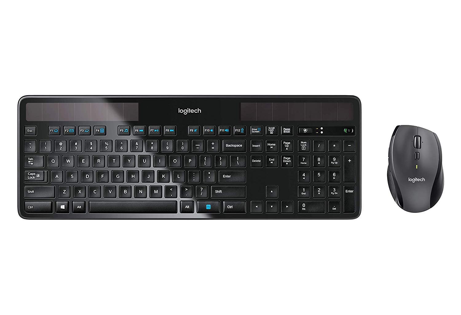 Logitech K750 Wireless Solar Keyboard Black for Windows Solar Recharging Keyboard (with Mouse)