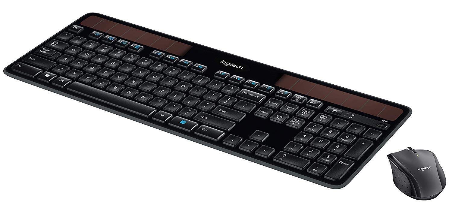 Logitech K750 Wireless Solar Keyboard Black for Windows Solar Recharging Keyboard (with Mouse)